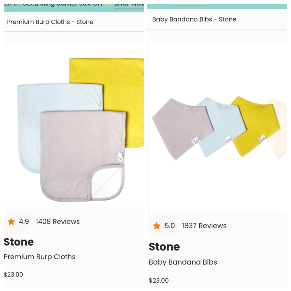 Copper Pearl 2 Sets Of Stone Bibs And Burp Cloths